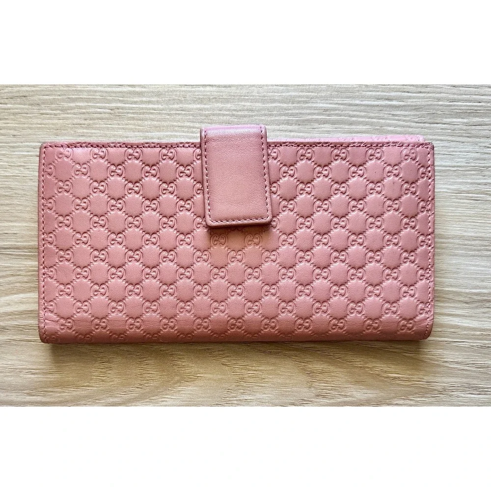 Gucci Microguccissima Pink Leather Continental Wallet GG Monogram 449393